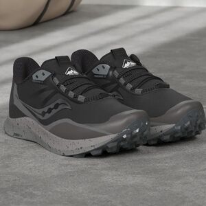 SAUCONY Peregine 12 Trail Hiking Sneaker. Black/Gray. Size 9.5